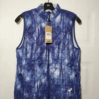 Chaleco ASICS Ins Mujer Pequeño Acolchado Correr Reversible Azul Cremallera Completa Nuevo con Etiquetas  Foto 1 de 4