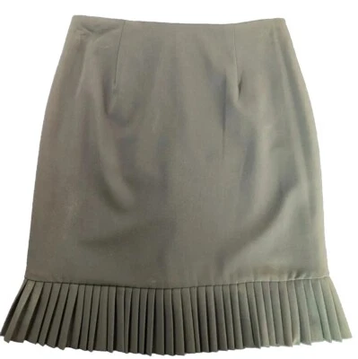 Falda Larry Levine Clásica Para Mujer Talla 8 Verde Guinga Espiga Cuchillo Plisado Foto 1 de 4