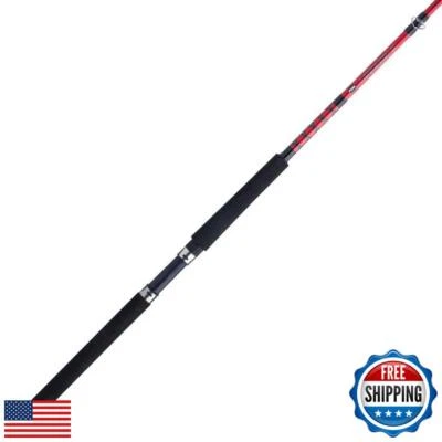 PENN Mariner III 船常规钓鱼竿,黑色/红色,6 英尺 6 英寸 - 中号重 — 第 1/4 张图片