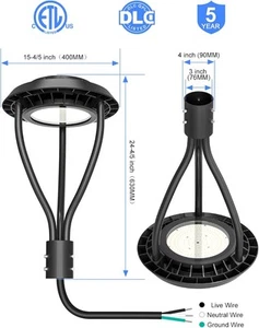 Waterproof Led Post Top Light 100W with Photocell LED Circular Area Light 5000K - Picture 1 of 6