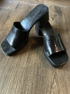 Steve Madden Harlin Women's Size 8 Black Jelly Block Heels Slip On Sandals - Picture 1 of 4