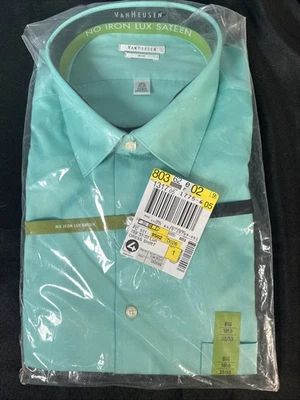 Camisa de Vestir Van Heusen No-Iron Lux Satén - Luna- Para Hombre Grande - 18 1/2 32/33 - Nueva Foto 1 de 4