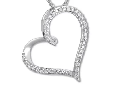 Diamond Heart Necklace 1/10 ct tw Round-cut 10K White Gold - Image 1 of 2