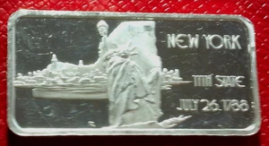 Bar-Ingots del estado de Nueva York Estados Unidos. Juego 1 Troy oz.999 plata fina - Hamilton Mint - Imagen 1 de 3