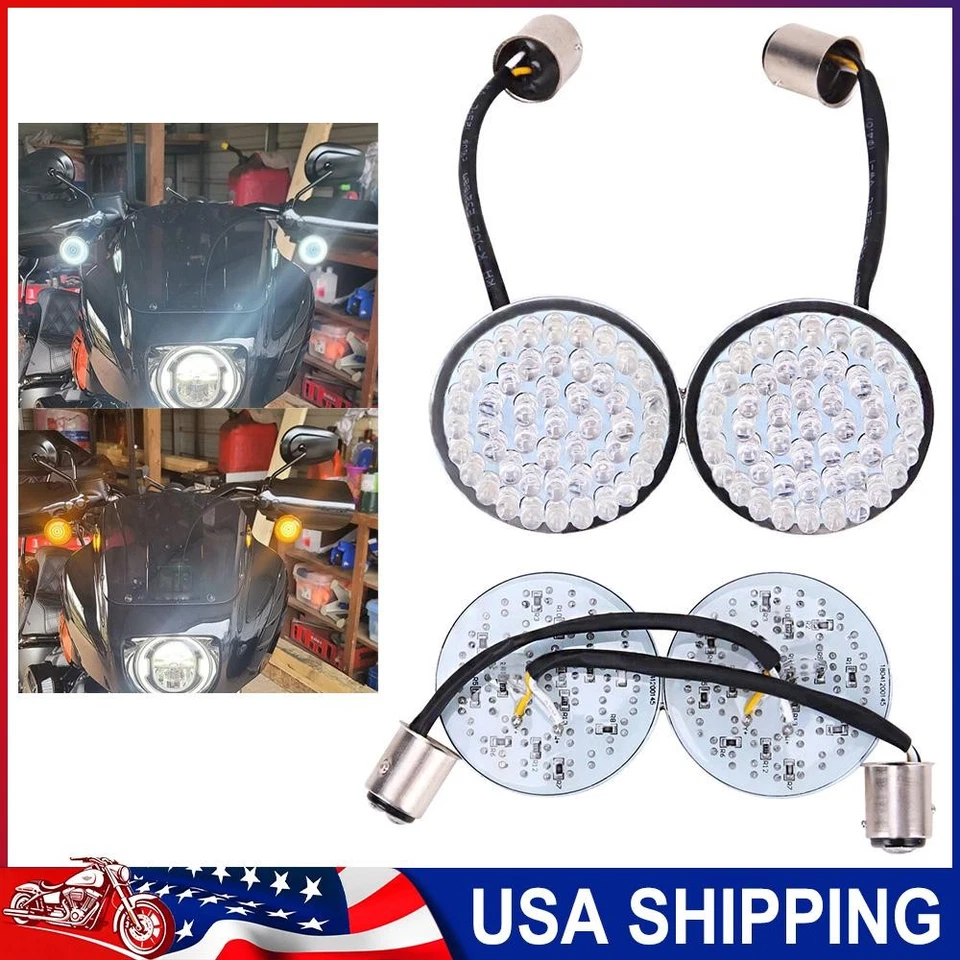 1157 LED Turn Signals Blinker Light For Harley Davidson Street Glide Road King Foto 1 de 4