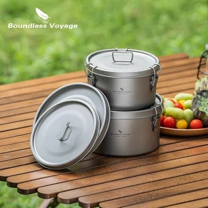 900ml / 1.5L Titanium Food Storage Container Multi-Functional Camping Hiking Pot - Picture 1 of 16