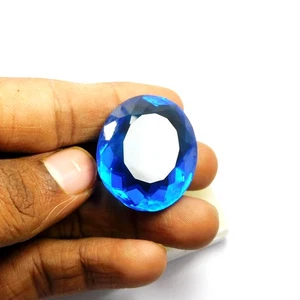 Expensive Oval Cut 80.50 Ct Lab-Created Blue Topaz CERTIFIED Loose Gemstone - Picture 1 of 7