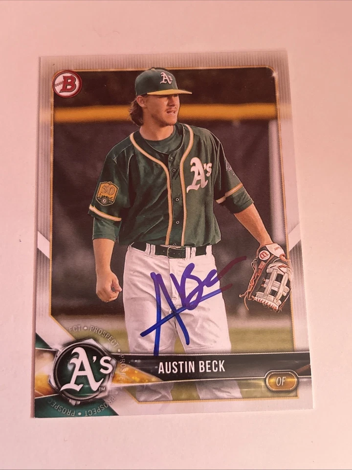 Signed On card 2018 Bowman Prospects #BP6 Austin Beck - Image 1 of 1