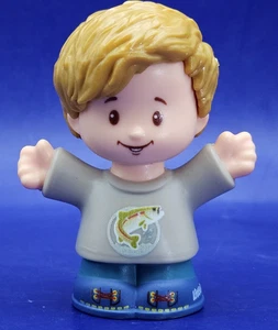 2016 Fisher Price Little People SCHOOL BOY KID w Fish Shirt 2.5" Figure LOOSE - Picture 1 of 5