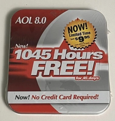 SEALED Vintage AOL America On Line 8.0 Install CD 1045 Hours Free Factory Tin - Image 1 of 4