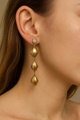 Vintage Diamond Earrings 18K Yellow White Rose Gold Estate Fine Jewelry PreOwned - Image 1 of 4