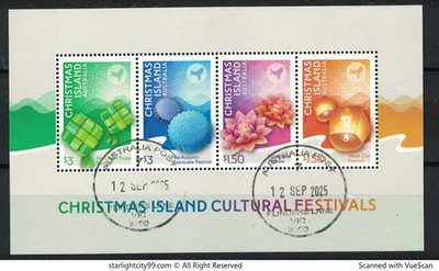 AUSTRALIA CHRISTMAS ISLAND 2025 CULTURAL FESTIVAL SOUVENIR SHEET 4 STAMPS USED - Image 1 of 4