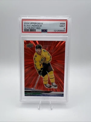 2024 Upper Deck Outburst Red ELIAS LINDHOLM 03/25 VANCOUVER CANUCKS 686 Estado perfeito 9 - Imagem 1 de 2