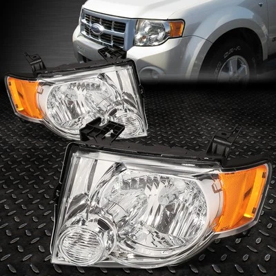 FOR 08-12 FORD ESCAPE OE STYLE CHROME HOUSING AMBER CORNER HEADLIGHT HEAD LAMPS - Image 1 of 4
