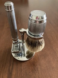 Chrome Muhle Safety Razor and Gillete Art of Shaving Brush Set - Picture 1 of 6