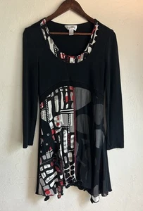 Joseph Ribkoff Tunic Top Long Asymmetric 8 Babydoll Fairy Grunge Y2K Artsy - Picture 1 of 6