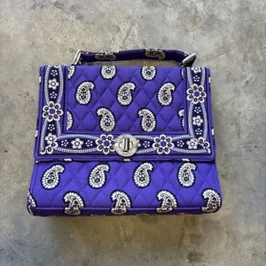 Vera Bradley Quilted Cotton Crossbody Purple 10” By 8” - Picture 1 of 3