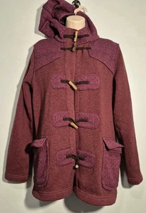 Patagonia Jacket Womens Large Deep Red Icelandic Coat Fleece Tribal Hooded Cozy - Picture 1 of 9