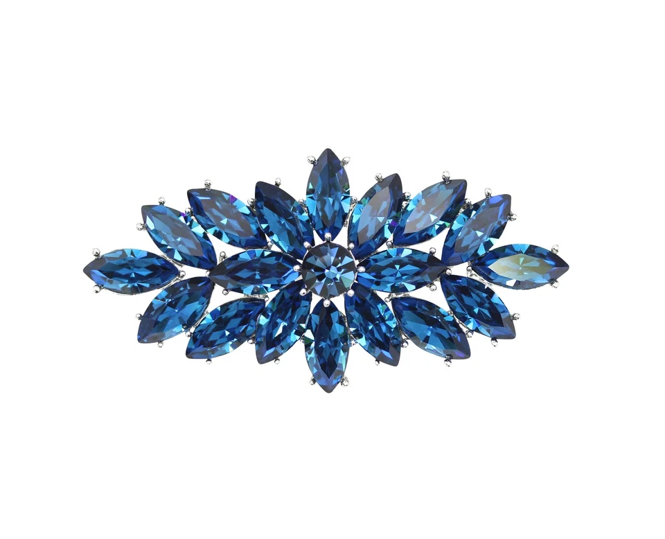Marquise Big Pin Brooch Gorgeous Navy Blue Crystal - Navy Blue - Image 1 of 4
