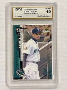 2001 Upper Deck Ichiro Suzuki TRIBUTE MINT 10 GEM MT MARINERS #I16 - Picture 1 of 2