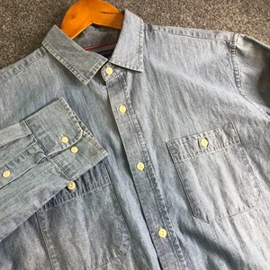 Banana Republic Hemd Herren Large Blau Regular Fit Chambray Denim Langarm - Bild 1 von 9