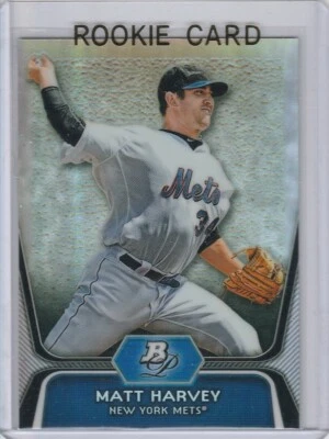 Tarjeta de novato refractor Matt Harvey 2012 Bowman Platinum Prospects New York Met RC Foto 1 de 2