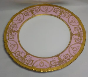 ROYAL CROWN DERBY FOR TIFFANY 10'' PLATE PINK & RAISED GOLD ENCRUSTED RARE - Picture 1 of 11