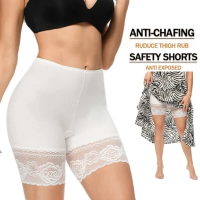 Pantalones cortos anti rozaduras para mujer debajo de los vestidos ropa interior para muslos pantalones de seguridad de encaje Foto 1 de 4