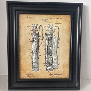 Golf Bag Patent Print Art Golf Gifts Office Wall Hanging Decor Framed 13x11” - Picture 1 of 11