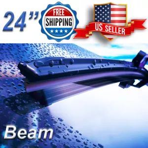 24" Inch Wiper Blades All Season Bracketless Windshield Narrow PTB Beam Style - Picture 1 of 6