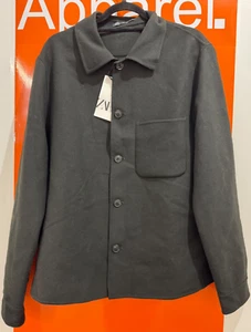 Zara Wool Blend Overshirt, Black, Size XL, RRP £70, New With Tag, b211 - Picture 1 of 2