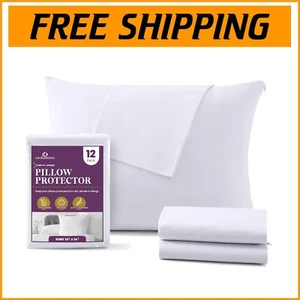 Elegant 12 Pack King Zippered Pillow Protectors - Dust & Dirt Resistant - Picture 1 of 11