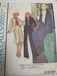 Jacket Skirt Pants Velveteen Velour 12 McCalls 5850 Sewing Pattern UC VTG 70s - Picture 1 of 6