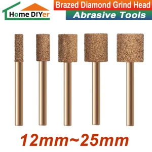 Cabezales de molienda cilíndricos de diamante soldado 12-25 mm para herramientas de talla de piedra de metal - Imagen 1 de 7