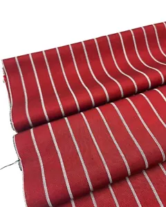 Red Silver Striped Pattern Luxurious Silk Shantung By 2 Meters - Picture 1 of 8