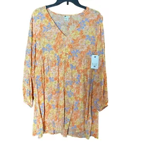 Damen Billabong Mini Kleid Blumenmuster Orange Multi Gr. M Coquette Bauern NEU - Bild 1 von 12