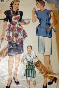 LOVELY VTG 1940s APRONS Sewing Pattern SMALL - Picture 1 of 1