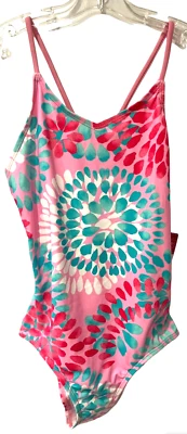 Kanu Surf Swimsuit Girls 12 One Piece Daisy Pink Beach Sport V-Neck Stretch Fun - Image 1 of 4