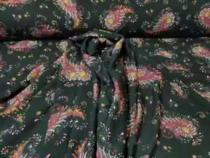 Tessuto Rayon Challis da Giardino - Stampa Paisley Multicolore su Sfondo Nero - Foto 1 di 10