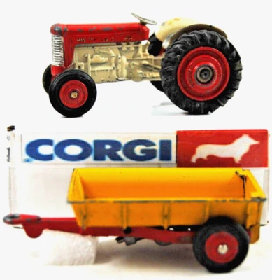 Vintage Corgi 50 & 51 MASSEY FERGUSON 65 Tractor with 30 CWT REAR TIPPER TRAILER - Image 1 of 4