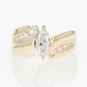 .79ctw Marquise Cut Diamond w/ Accents Engagement Ring 14k Yellow Gold Size 6.75 - Picture 1 of 7
