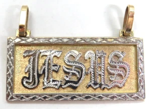 🙏😍 L@@K Sólido Oro Amarillo Blanco 14K Colgante JESÚS religioso - Imagen 1 de 11