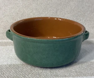 Williams Sonoma Small Terracotta Pot Made In Mexico Green Glaze Handles No Lid - Picture 1 of 10