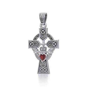 Cruz Irlandés Claddagh 925 Plata de Ley Marcasita Colgante Fino Herencia Joyería - Imagen 1 de 11