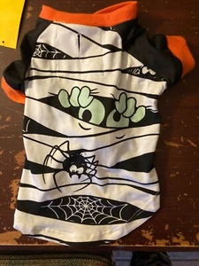 Halloween dog pet costume NEW Sz S Black Mummy Spider Glowing Sleep Shirt - Picture 1 of 1