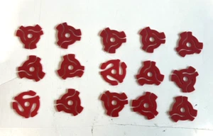 Vintage 45 RPM Vinyl / Plastic 45 RPM Record Adapters 15 pcs Red Made in USA - Picture 1 of 1