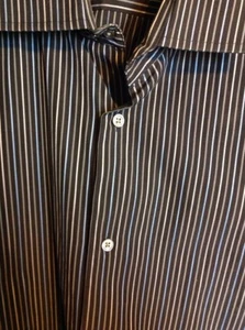 Camisa de vestir para hombre Banana Republic 17-17.5 XL 100% algodón negro azul a rayas trabajo - Imagen 1 de 6