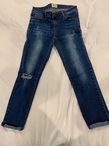 Hudson Girls Skinny Jeans Size 16 Distressed Medium Wash Cuffed Bottom - Picture 1 of 8