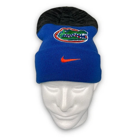 Nike University of Florida Gators Mascot Logo Beanie Hat Blue Black Patch UF Cover