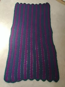 Manta afgana hecha a mano de ganchillo patrón tiro 76" x 66" púrpura verde bosque - Imagen 1 de 4